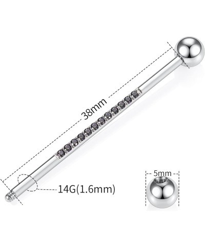 Industrial Bar Industrial Piercing Jewelry 14G Industrial Barbell Surgical Steel for Women Men With CZ/Pyramid/Cross Surface ...