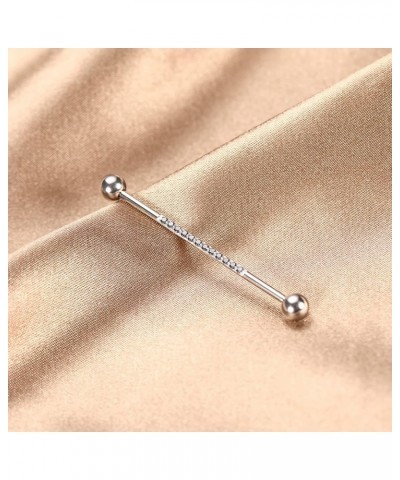 Industrial Bar Industrial Piercing Jewelry 14G Industrial Barbell Surgical Steel for Women Men With CZ/Pyramid/Cross Surface ...