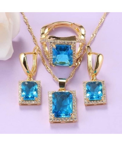 African Yellow-Gold Color Jewelry Sets for Women Black Cubic Zirocnia Ring with Earrings Sets Sky Blue 7 $15.93 Jewelry Sets