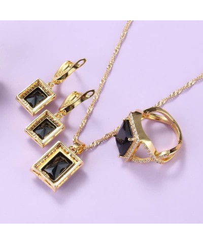 African Yellow-Gold Color Jewelry Sets for Women Black Cubic Zirocnia Ring with Earrings Sets Sky Blue 7 $15.93 Jewelry Sets