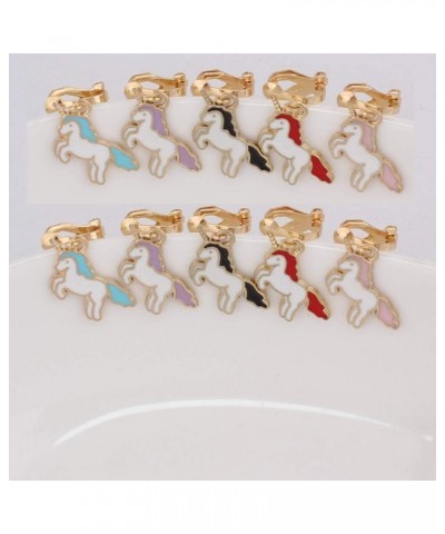 Fashion Cute Unicorn Shape Clip on Earrings Charm Jewelry Accessory 5 Pairs Mixed Unicorn $8.07 Earrings