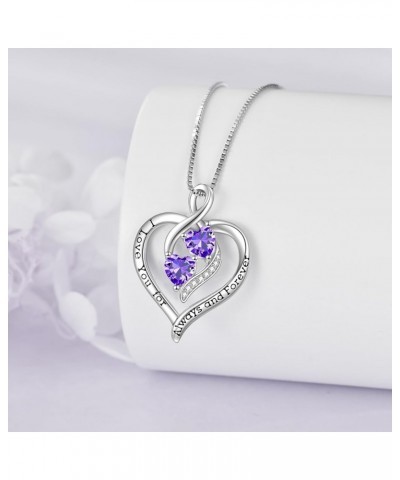 Forever Love Heart Birthstone Necklaces for Women 925 Sterling Silver Women Pendant Necklace, Mother's Day Birthday Anniversa...