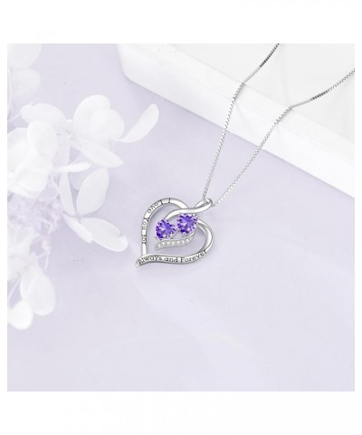 Forever Love Heart Birthstone Necklaces for Women 925 Sterling Silver Women Pendant Necklace, Mother's Day Birthday Anniversa...