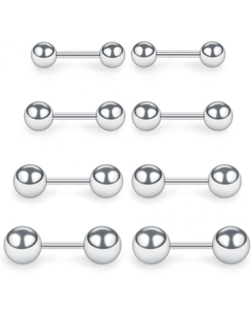 4 Pairs 20G Stainless Steel Ball Stud Earrings Set for Men Women Barbell Stud Earrings 3-6mm 3Pairs - Silver $7.14 Body Jewelry