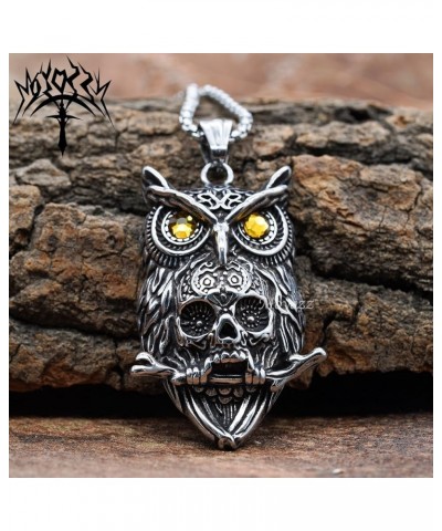 Mens Womens Viking Gothic Luck Bird Owl Skull Pendant - Gold Ghost Grim Reaper Hiphop Stainless Steel Necklace Gift Silver $1...