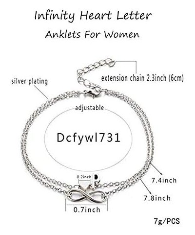 Infinity Heart Letter Anklets For Women Silver Chain Ankle Initial Bracelet Jewelry Gift Ladies Bracelets h 2 $6.04 Anklets