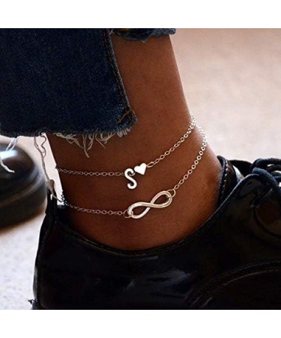 Infinity Heart Letter Anklets For Women Silver Chain Ankle Initial Bracelet Jewelry Gift Ladies Bracelets h 2 $6.04 Anklets