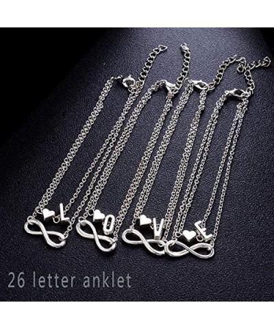 Infinity Heart Letter Anklets For Women Silver Chain Ankle Initial Bracelet Jewelry Gift Ladies Bracelets h 2 $6.04 Anklets