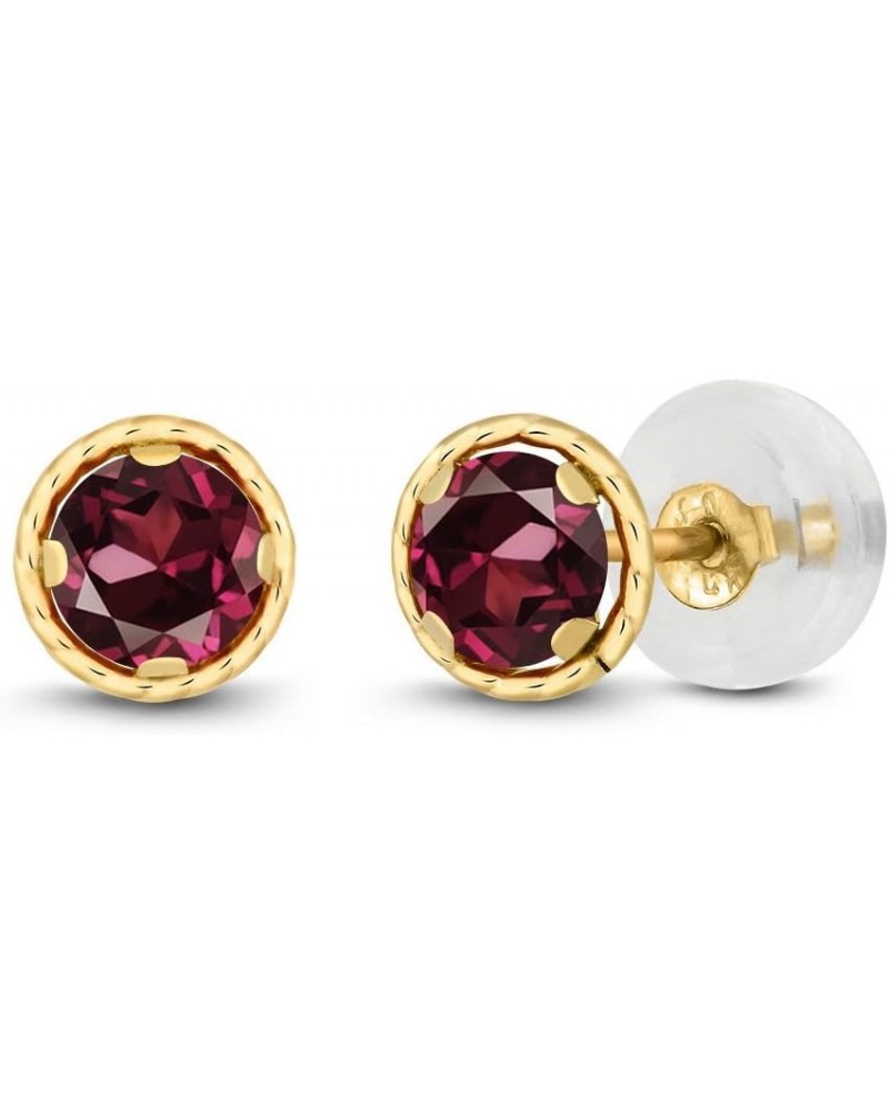 14K Yellow Gold Red Rhodolite Garnet Stud Earrings For Women (0.74 Cttw, Gemstone Birthstone, Round 4MM) $43.20 Earrings