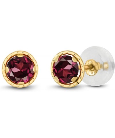 14K Yellow Gold Red Rhodolite Garnet Stud Earrings For Women (0.74 Cttw, Gemstone Birthstone, Round 4MM) $43.20 Earrings