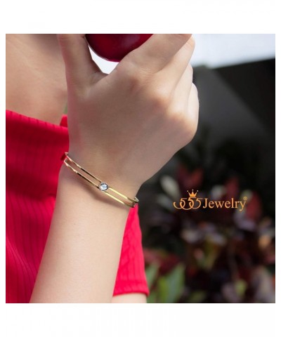 Stainless Steel Hinge Lock Heart CZ Cuff Bangle Bracelet for Women Gold $10.79 Bracelets