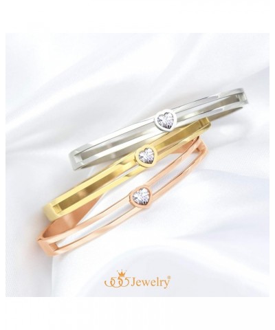 Stainless Steel Hinge Lock Heart CZ Cuff Bangle Bracelet for Women Gold $10.79 Bracelets