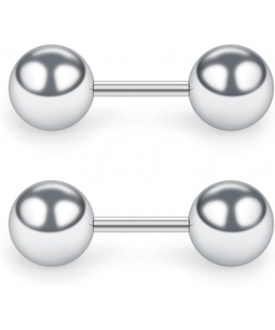 4 Pairs 20G Stainless Steel Ball Stud Earrings Set for Men Women Barbell Stud Earrings 3-6mm 3Pairs - Silver $7.14 Body Jewelry