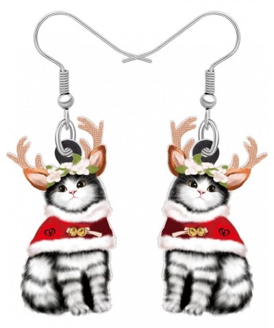 Acrylic Drop Dangle Christmas Sweet Cat Kitten Earrings Pets Jewelry For Women Kids Teens Gift Multicolor $6.23 Earrings