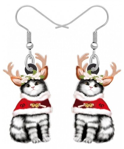 Acrylic Drop Dangle Christmas Sweet Cat Kitten Earrings Pets Jewelry For Women Kids Teens Gift Multicolor $6.23 Earrings