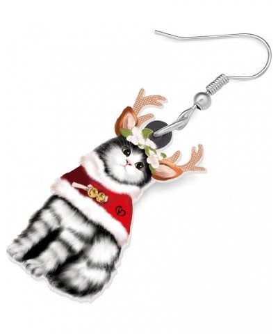 Acrylic Drop Dangle Christmas Sweet Cat Kitten Earrings Pets Jewelry For Women Kids Teens Gift Multicolor $6.23 Earrings