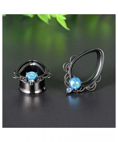 1 Pair Surgical Steel Ear Gauges Tear Drop Ear Tunnels and Plugs Fake Opal Earrings Stretcher. Black 1"(25mm) $9.71 Others