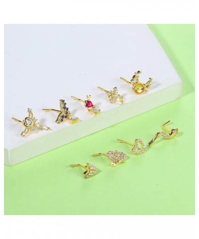 9Pcs Nose Rings Nose Studs for Women L Shaped Dangle Nose Rings 20G Nose Rings Studs Surgical Stainless Steel Nose Studs Dang...