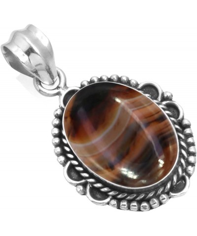 925 Sterling Silver Statement Pendant for Women 12x16 Oval Gemstone Handmade Jewelry for Gift (99535_P) Montana Agate $15.54 ...