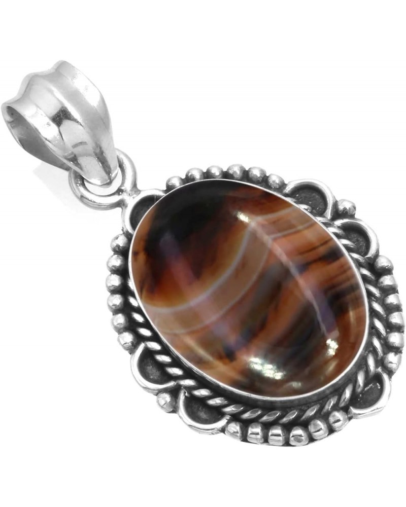 925 Sterling Silver Statement Pendant for Women 12x16 Oval Gemstone Handmade Jewelry for Gift (99535_P) Montana Agate $15.54 ...