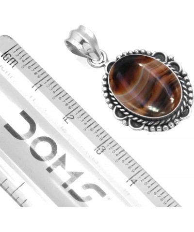 925 Sterling Silver Statement Pendant for Women 12x16 Oval Gemstone Handmade Jewelry for Gift (99535_P) Montana Agate $15.54 ...