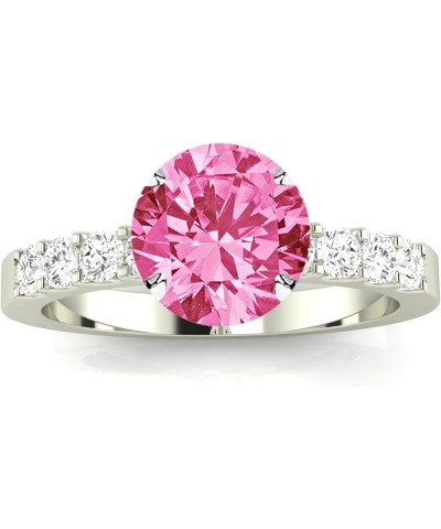 Classic Prong Set Diamond Engagement Ring with a 1 Carat Pink Sapphire Heirloom Quality Center Platinum $443.52 Rings