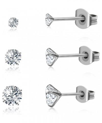 Cubic Zirconia Earrings Titanium Earrings for Women Men | 2mm-6mm Round CZ Earring Charms Hypoallergenic for Sensitive Ears 2...