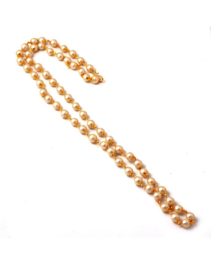 Mandi golden Chain Necklace for women and men White Beads $8.54 Necklaces