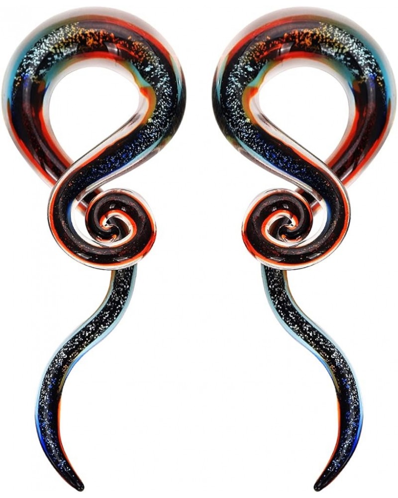 2pcs Glass Ear Tapers 4G-00G Teardrop Spiral Gauges Plugs Ear Piercing Jewelry Colorful, 10mm(00g) $7.64 Body Jewelry