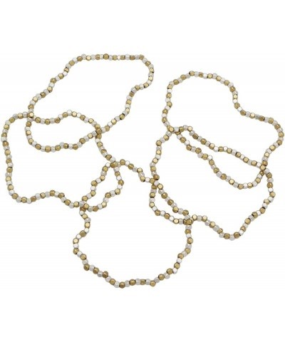 Women's Chic Set Of 5 Seed Bead Nugget Stretch Bracelet, 6.75 Matte Two Tone Gold Silver $17.27 Bracelets