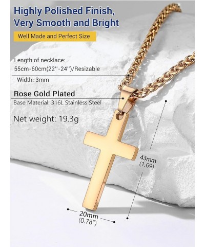 Cross Necklace for Men Women, 316L Stainless Steel，Gold/Silver/Black/Rose Gold/Blue Tone, Hypoallergenic, Two Sizes, Come Gif...