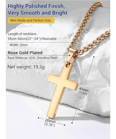 Cross Necklace for Men Women, 316L Stainless Steel，Gold/Silver/Black/Rose Gold/Blue Tone, Hypoallergenic, Two Sizes, Come Gif...