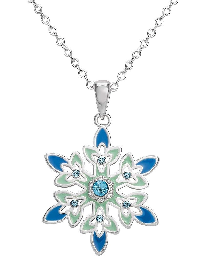 Frozen Fine Silver Plated Blue Snowflake Pendant Necklace, 18" Chain Snowflake $11.59 Necklaces