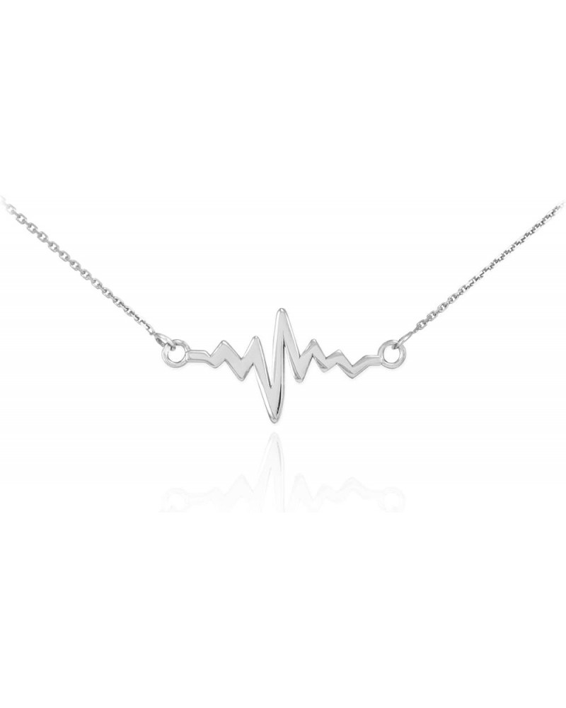 925 Sterling Silver Lifeline Pulse Pendant Heartbeat Necklace 18 Inches $17.27 Necklaces