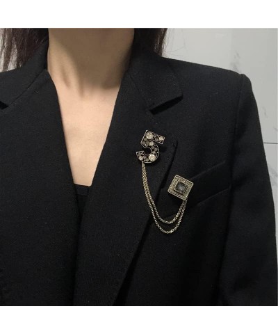 Rhinestone Number 5 Tassel Brooch Retro Crystal Suit Pins Collar Pin Fashion Accessory for Men and Women $5.69 Brooches & Pins