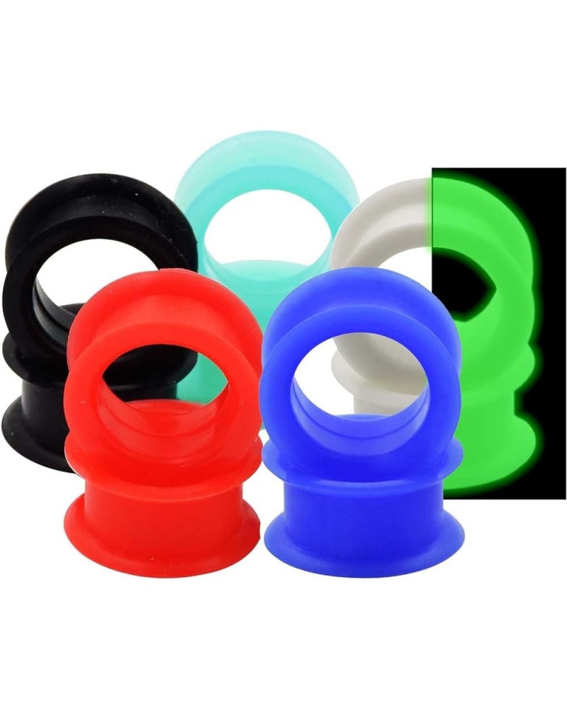 5 Pairs Mixed Colors Flexible Silicone Flesh Tunnels 8g-1" Hollow Ear Expander StyleD, Gauge: 3/4"(20mm) $6.85 Body Jewelry