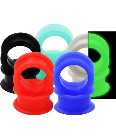 5 Pairs Mixed Colors Flexible Silicone Flesh Tunnels 8g-1" Hollow Ear Expander StyleD, Gauge: 3/4"(20mm) $6.85 Body Jewelry