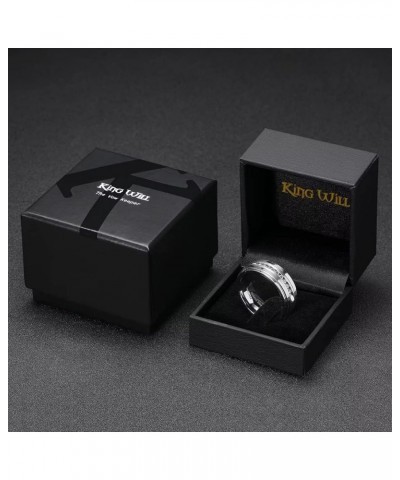 GEM Mens 8mm Black Polished Finish Tungsten Carbide Ring Cubic Zircon Stones Flat Style Silver Step Edge $23.84 Rings