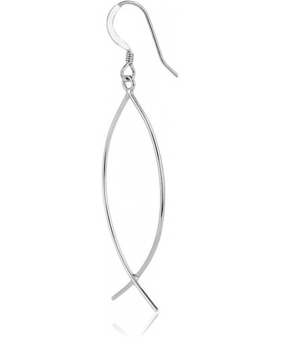 Sterling Silver Jewelry - Rhodium Plated with 925 Stamp - Lchthus fish desgin drop earring - lightweight Elegant handcrafted ...