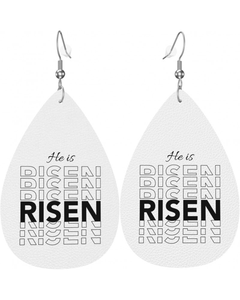 He Is Risen Happy Easter Day Earrings For Women Girls Faux Leather Earrings Pendant Teardrop Dangle Drops Earrings $8.49 Earr...