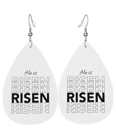 He Is Risen Happy Easter Day Earrings For Women Girls Faux Leather Earrings Pendant Teardrop Dangle Drops Earrings $8.49 Earr...