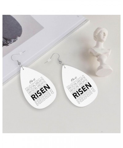 He Is Risen Happy Easter Day Earrings For Women Girls Faux Leather Earrings Pendant Teardrop Dangle Drops Earrings $8.49 Earr...