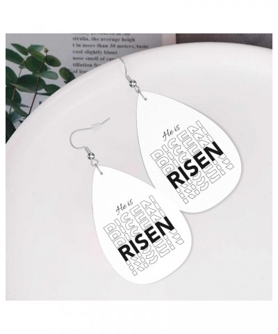 He Is Risen Happy Easter Day Earrings For Women Girls Faux Leather Earrings Pendant Teardrop Dangle Drops Earrings $8.49 Earr...