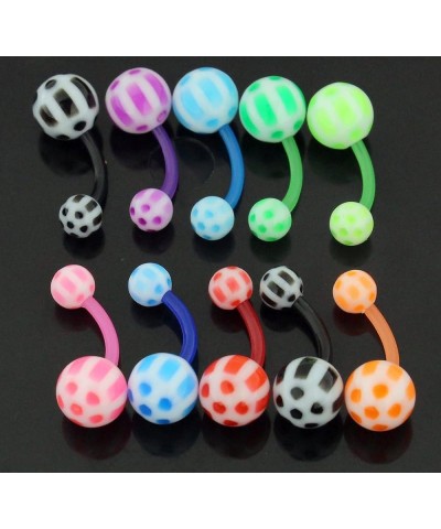 10 Pieces Pack of UV Honeycomb Ball with 14 Gauge Bioplast Flexible Banana Belly Button Ring 10.0 Millimeters $13.34 Body Jew...