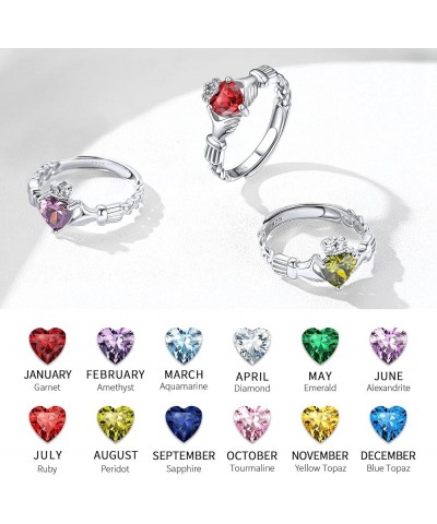 925 Sterling Silver Celtic Trinity Knot/Claddagh Heart Shape Birthstone Promise Ring for Women (withe Gift Box) 08. August - ...