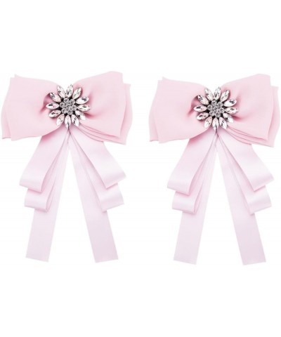 2 pcs christmas ribbon pink tie rhinestone ribbon bow hair ties bow brouche for women broches jewelry 22.3*15CMx2pcs Pinkx2pc...