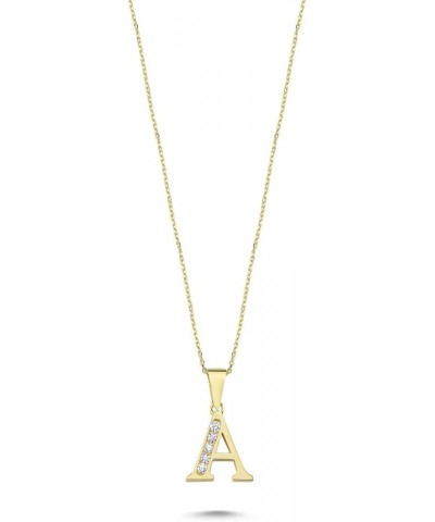 100% 14k Pure Gold Necklace with Zirconia - Non Tarnish Dainty Charm Personalized Initial Necklaces for Women, Teen Girls, Mo...