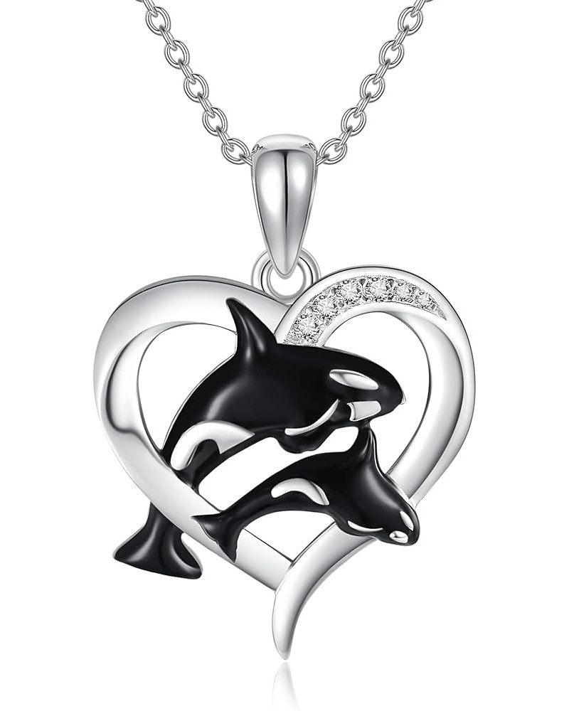 Orca/Opossum Necklace Sterling Silver Orca Killer Whale Mother Daughter Orca Jewelry Gifts for Women Girls Orca $20.34 Necklaces