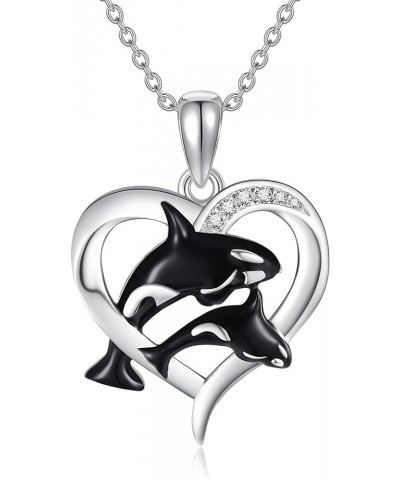 Orca/Opossum Necklace Sterling Silver Orca Killer Whale Mother Daughter Orca Jewelry Gifts for Women Girls Orca $20.34 Necklaces