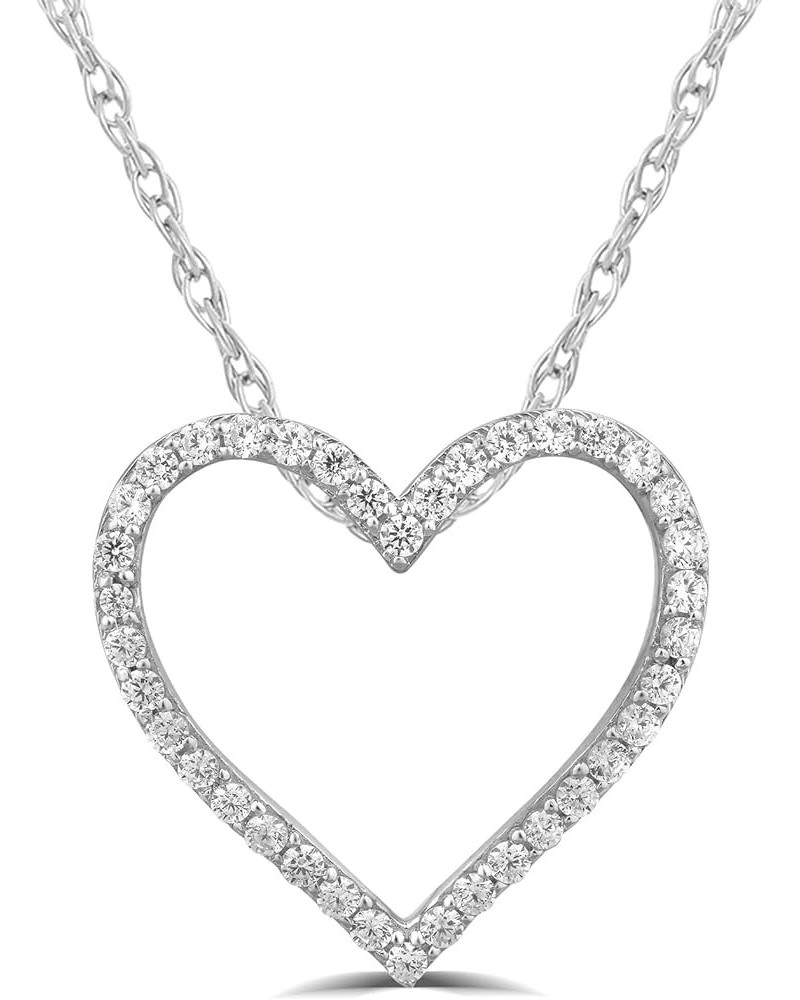 Adorable 1/4-1 CT TW Lab Grown Diamond Heart Necklace For Women | 925 Sterling Silver Diamond Pendant Necklace for Women | Ac...